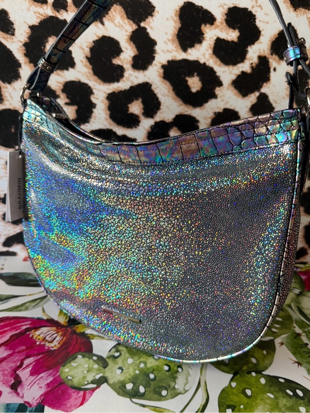 BRAHMIN SMALL KATHLEEN ROYAL BLUE ARDWELL SHOULDER HOLOGRAPHIC NWT SOFT LEATHER - Picture 12 of 12